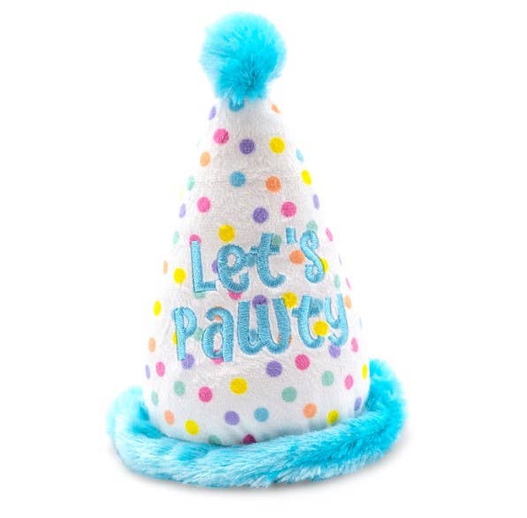 ThoozyPet Birthday Hat Blue Plush Dog Toy 7"