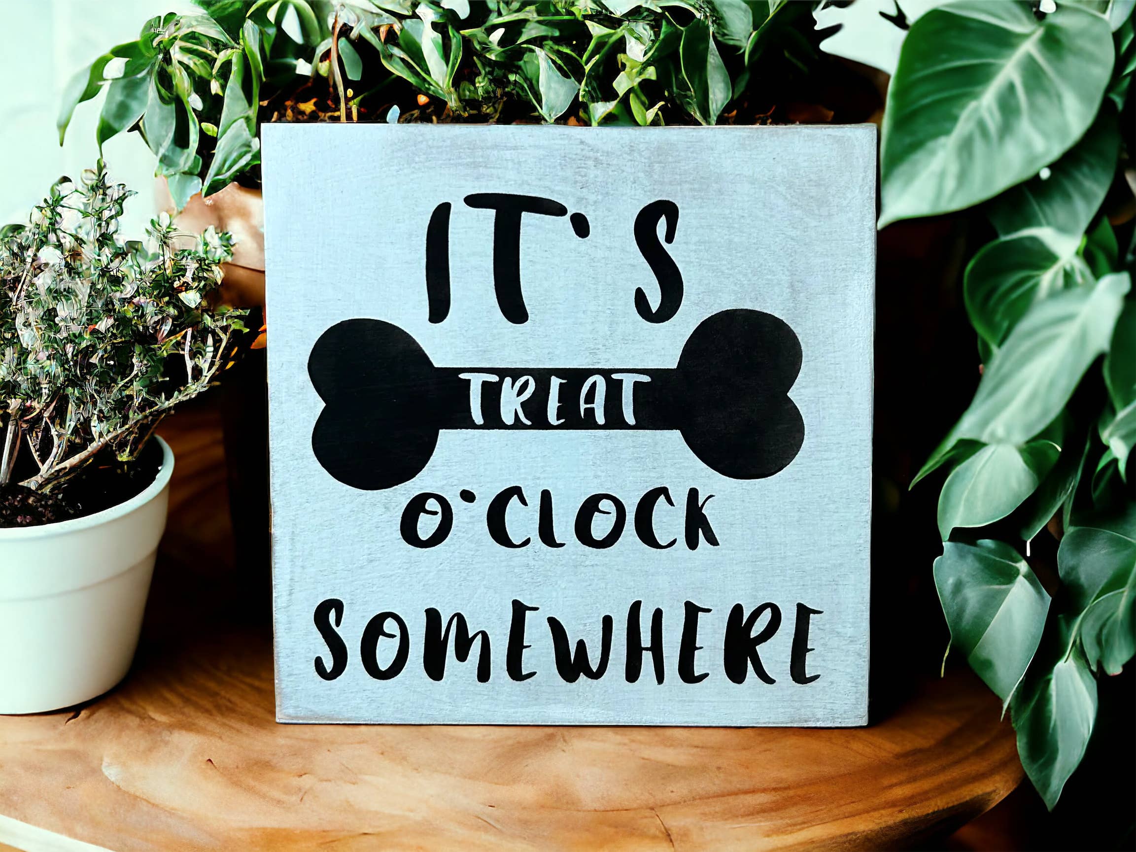 Treat O Clock - Rustic Wood Dog Sign Pet Decor