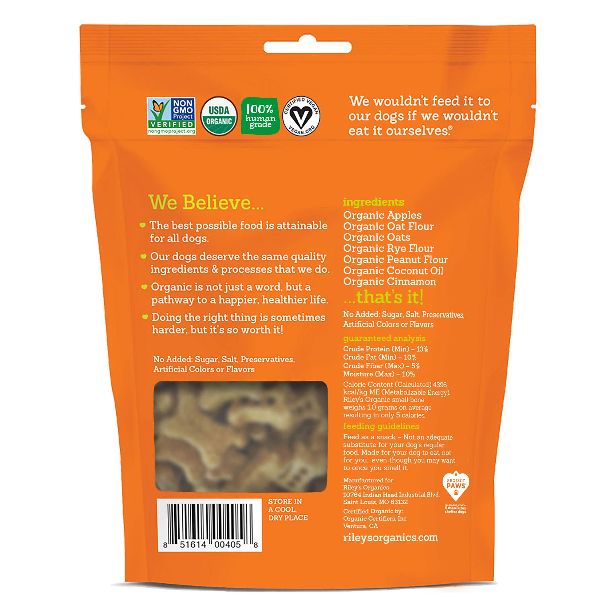 Riley's Organics  Tasty Apple Dog Treats 5 oz: Large Bone Bisquit