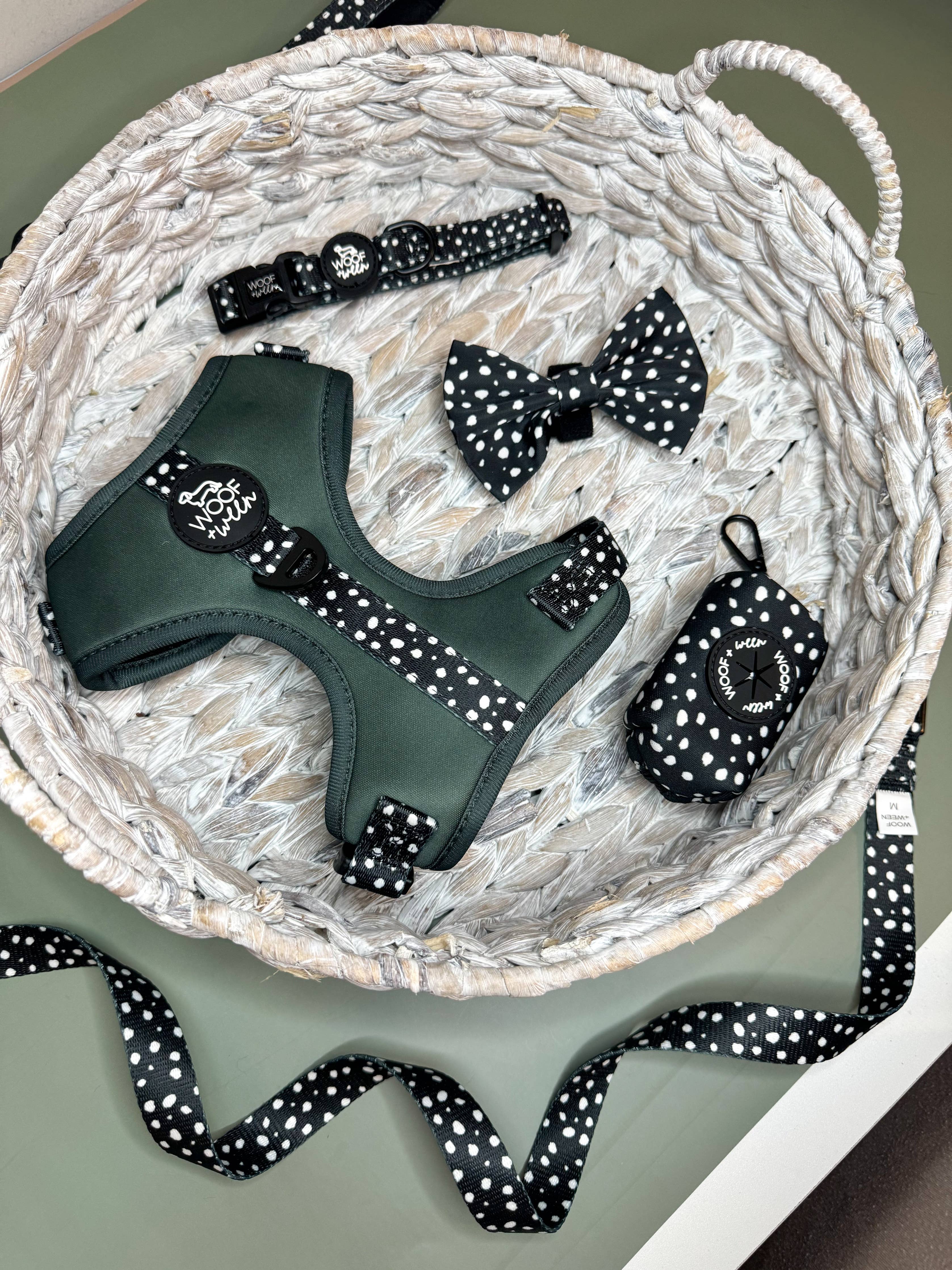 Adjustable Dog Harness - EVERGREEN POLKA DOT