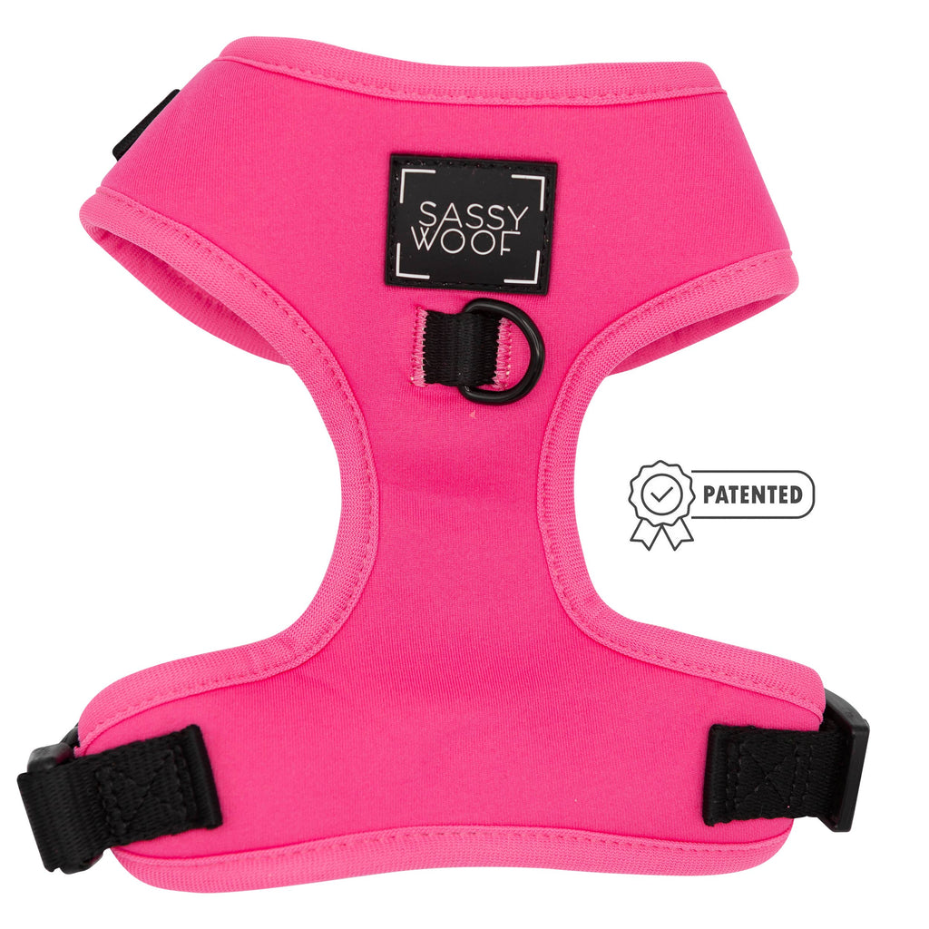 Dog Adjustable Harness - Neon Pink: XL