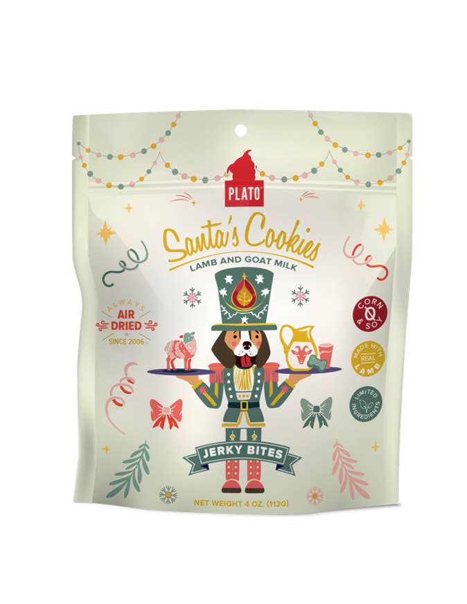 Plato Pet Treats Santa's Cookies Lamb & Goat Milk Jerky Dog