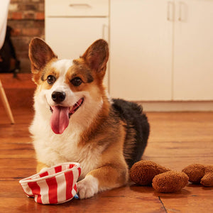 BARK Bucket O' Fried Licken Chicken Plush Food Dog Toy