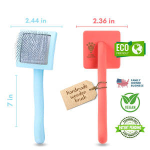 Curved Slicker Brush - Coral - Small