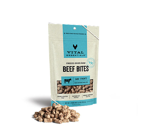 Vital Essentials Dog Freeze-Dried Treat Bites Beef 2.5oz.