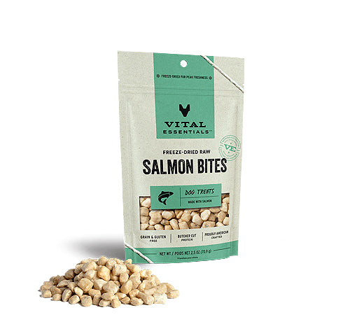 Vital Essentials Dog Freeze-Dried Treat Bites Salmon 2.5oz.