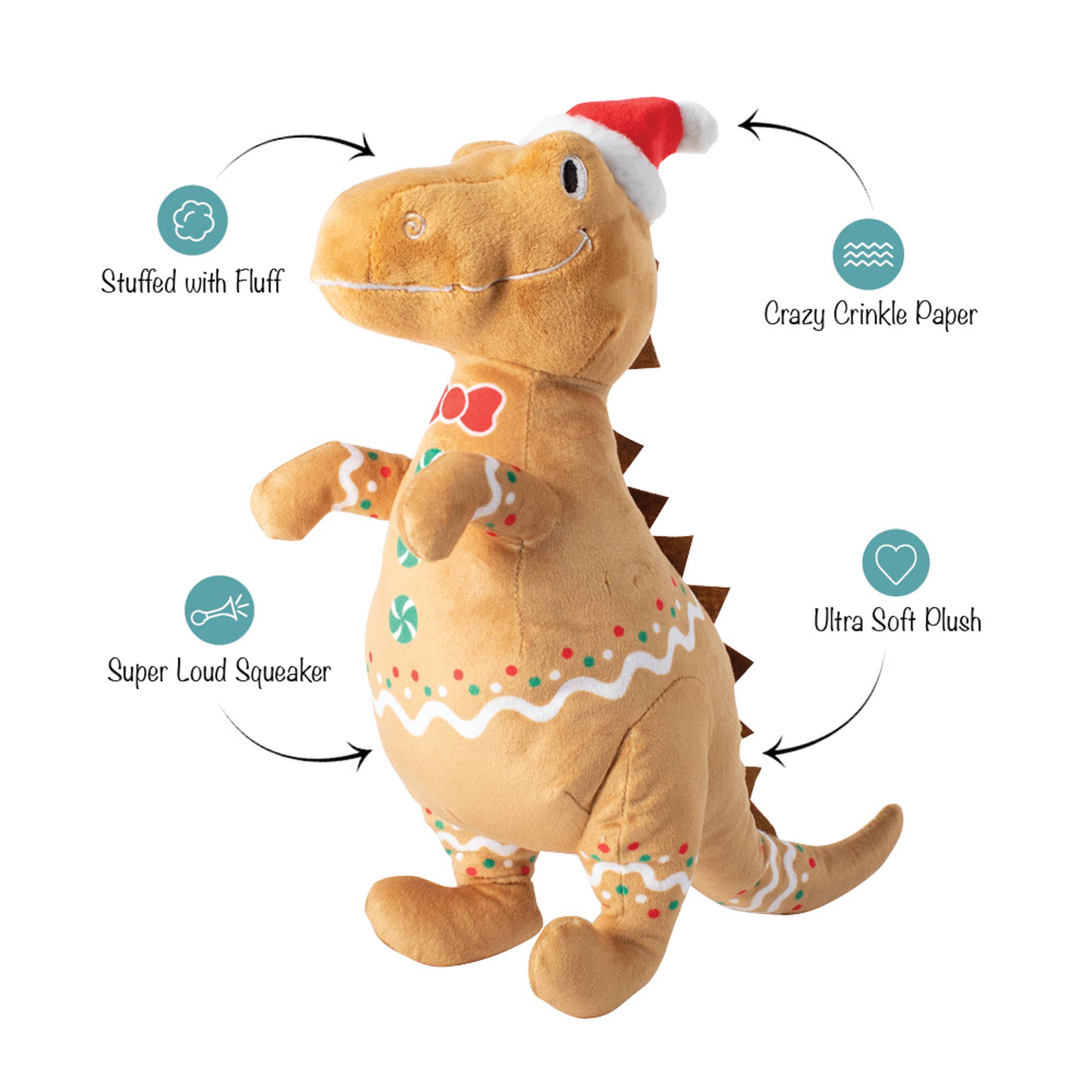 PetShop by Fringe Studio Cookie-Saurus Plush Dog Toy