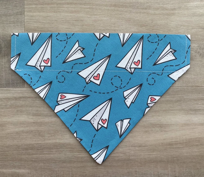Paper Airplane Love Letter Valentine’s Day Dog Bandana