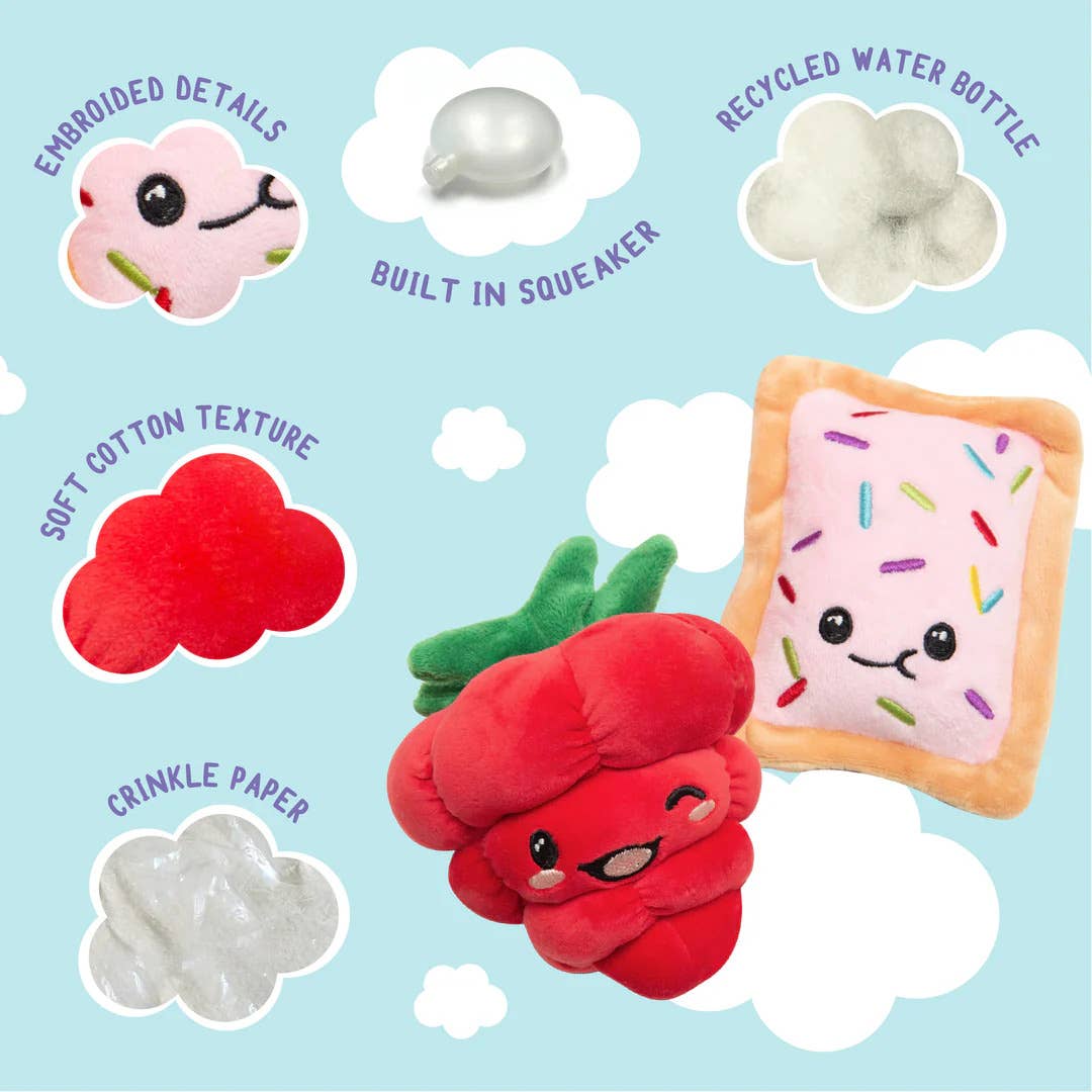 SnugArooz Poptart and Raspberry Plush Dog Toy 2pk