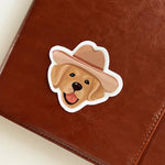 Cowboy Golden Retriever Sticker
