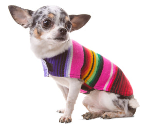 Dog Poncho From Mexican Serape Blanket - Pink