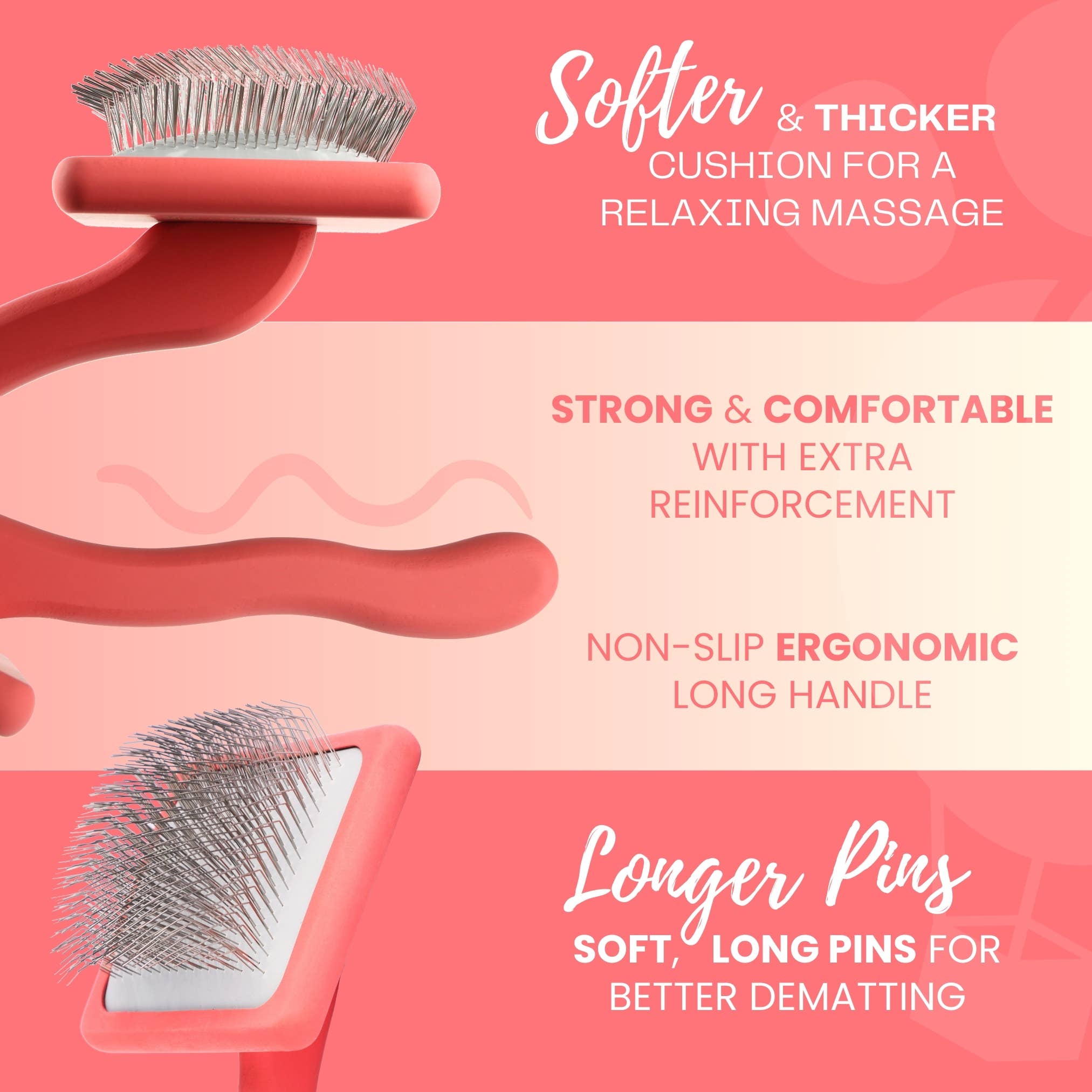 Curved Slicker Brush - Coral - Small