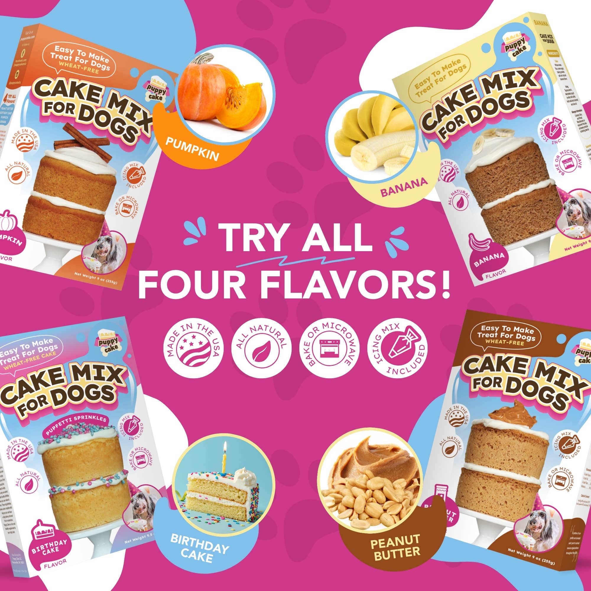 Puppy Cake - Dog Birthday Cake Mixes with Icing