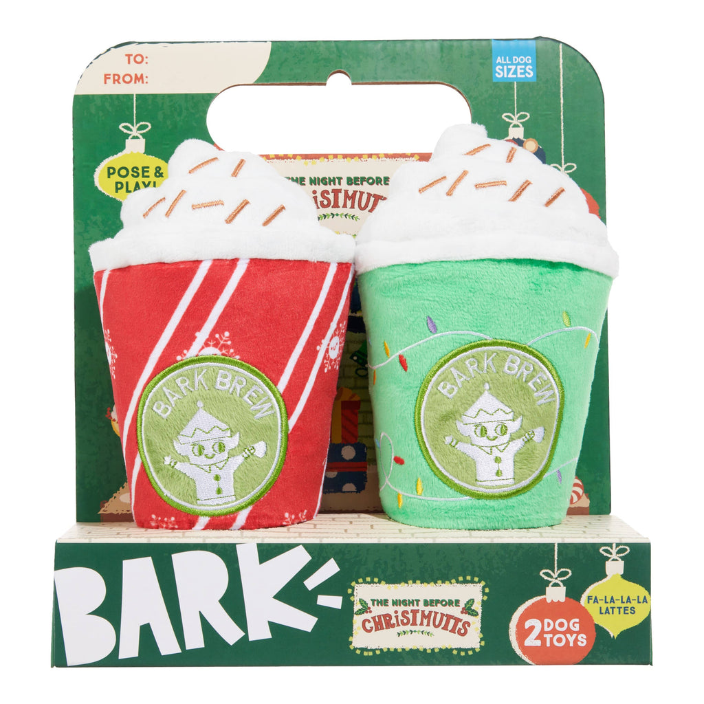 BARK Fa-La-La-Lattes Plush Dog Toy 2pc