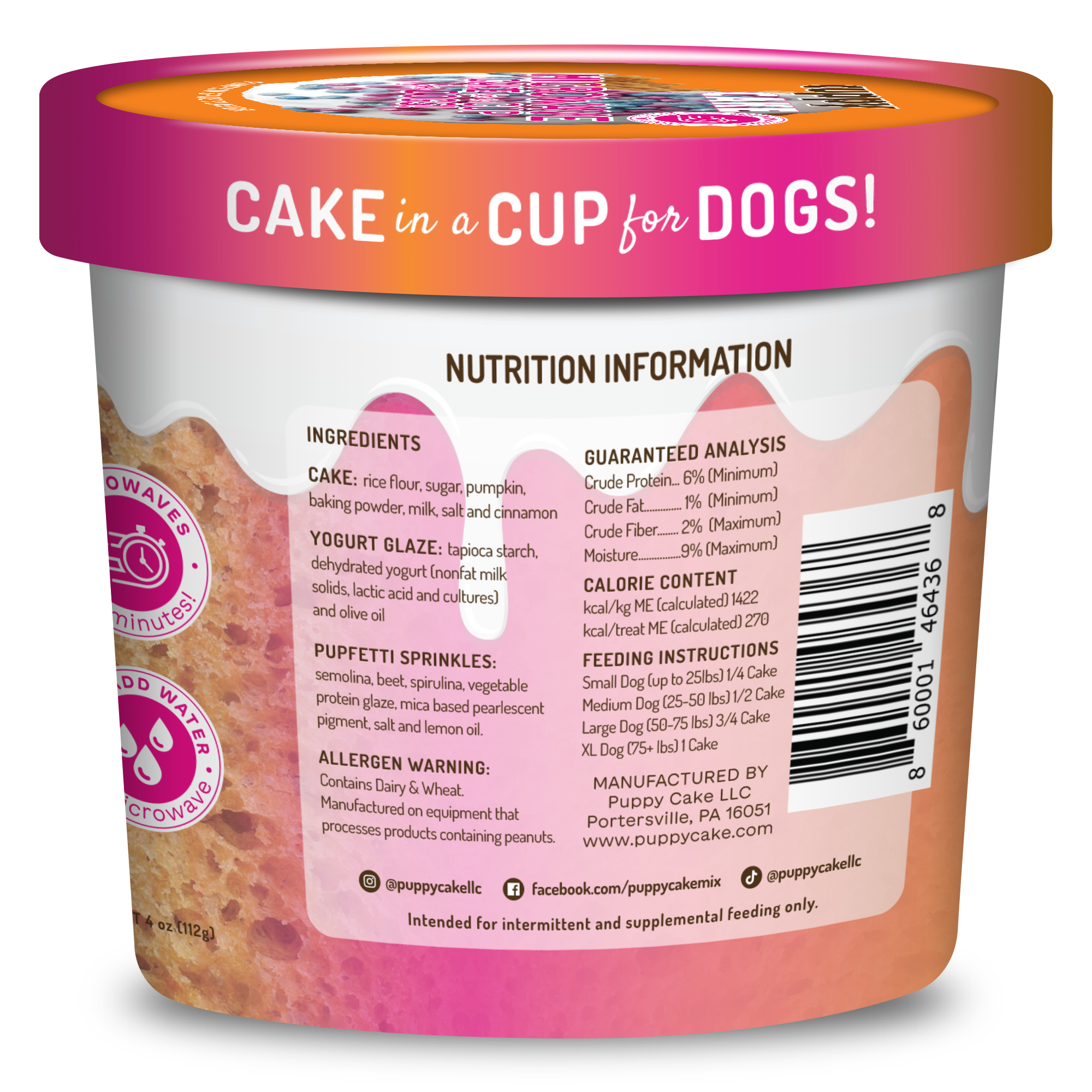 Cuppy Cake - Microwave Dog Birthday Cake in A Cup - Pumpkin