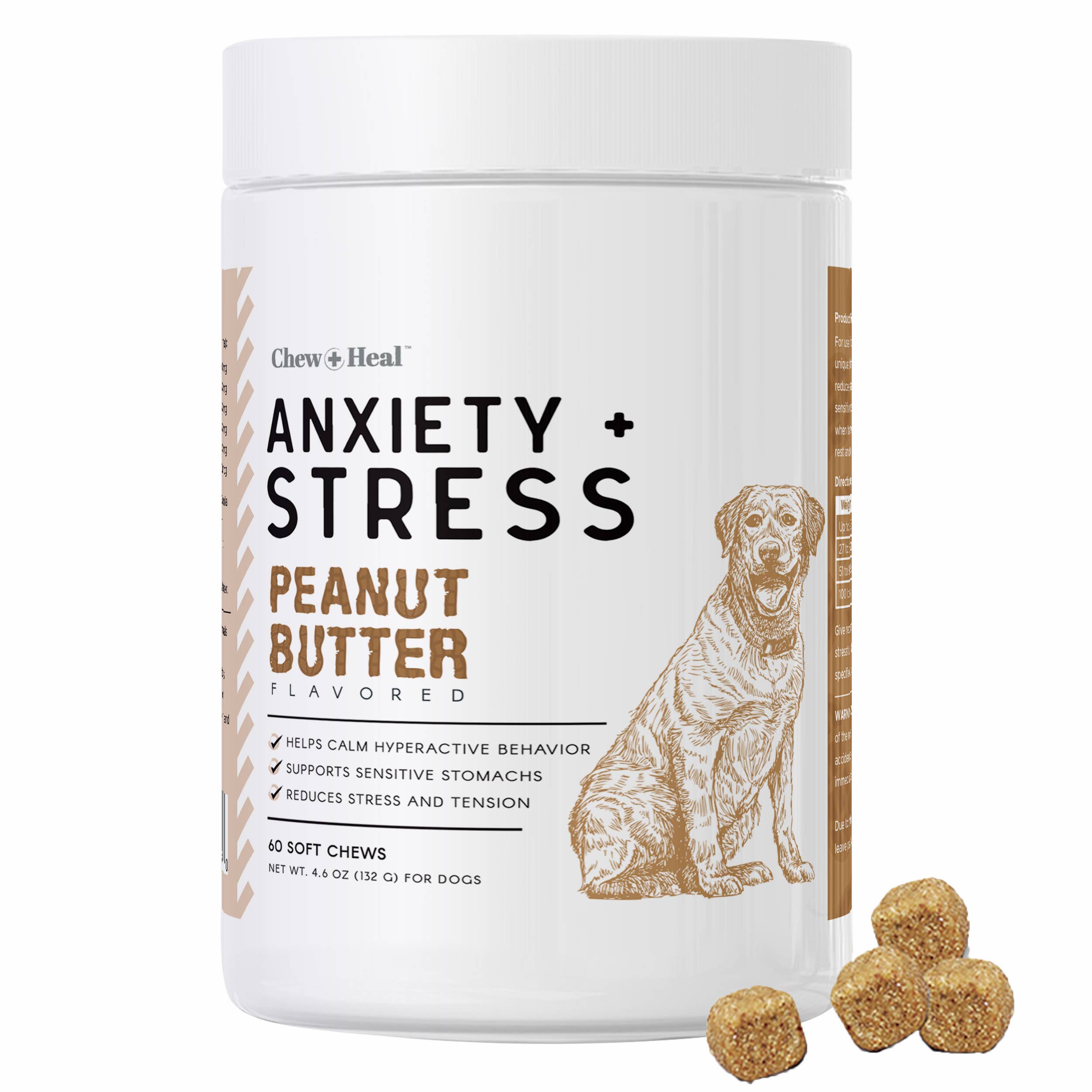 Anxiety + Stress Dog Peanut Butter Flavored - 60 Count