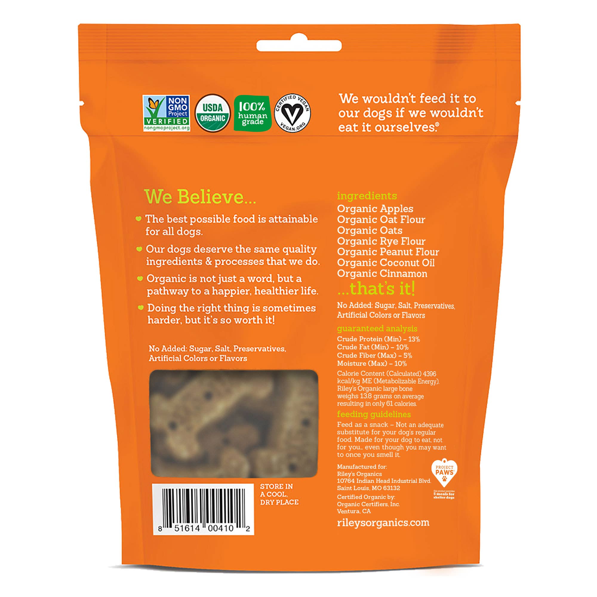 Riley's Organics  Tasty Apple Dog Treats 5 oz: Small Bone Bisquit