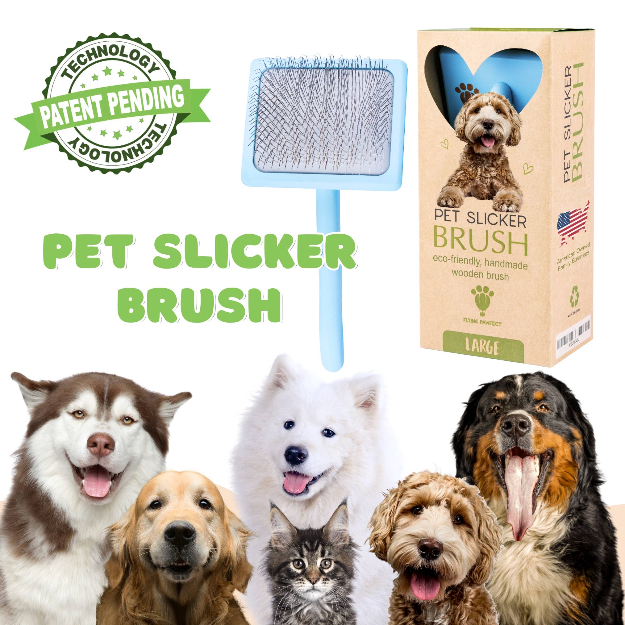 Flat Slicker Brush - Baby Blue - Large