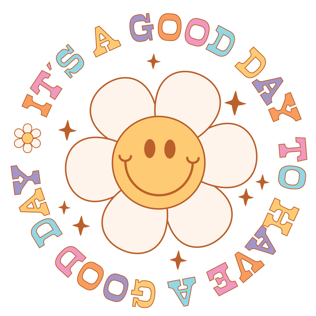 Retro Smiley Face Its A Good Day Vinyl, Sticker, 3x3 in