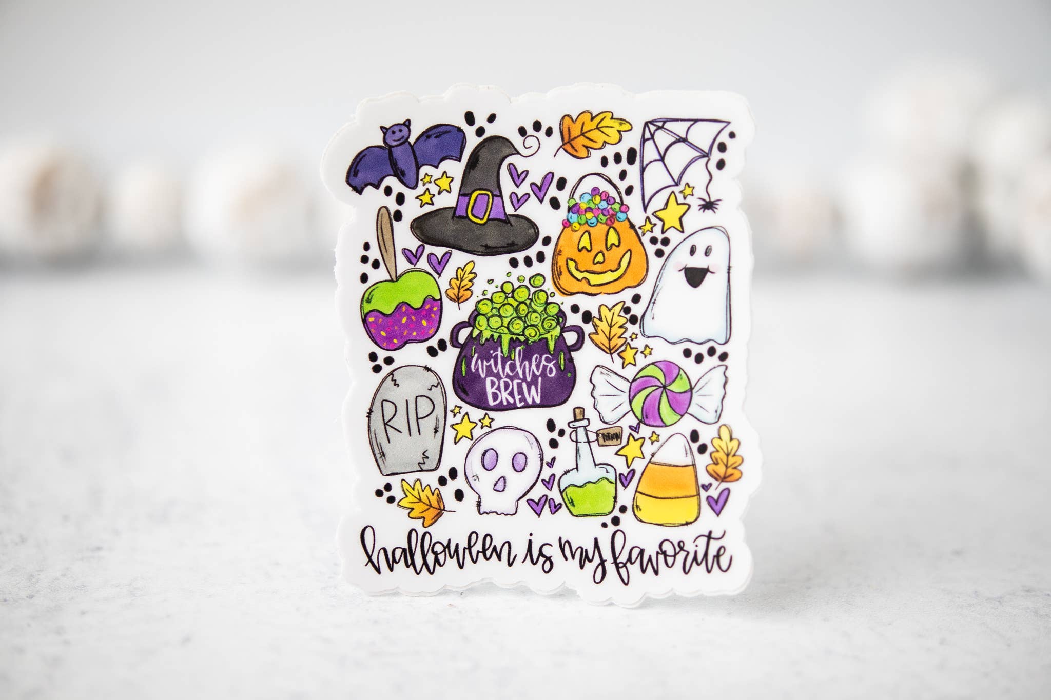 Halloween Is My Favorite,  White Vinyl , Sticker, 3x3 inch