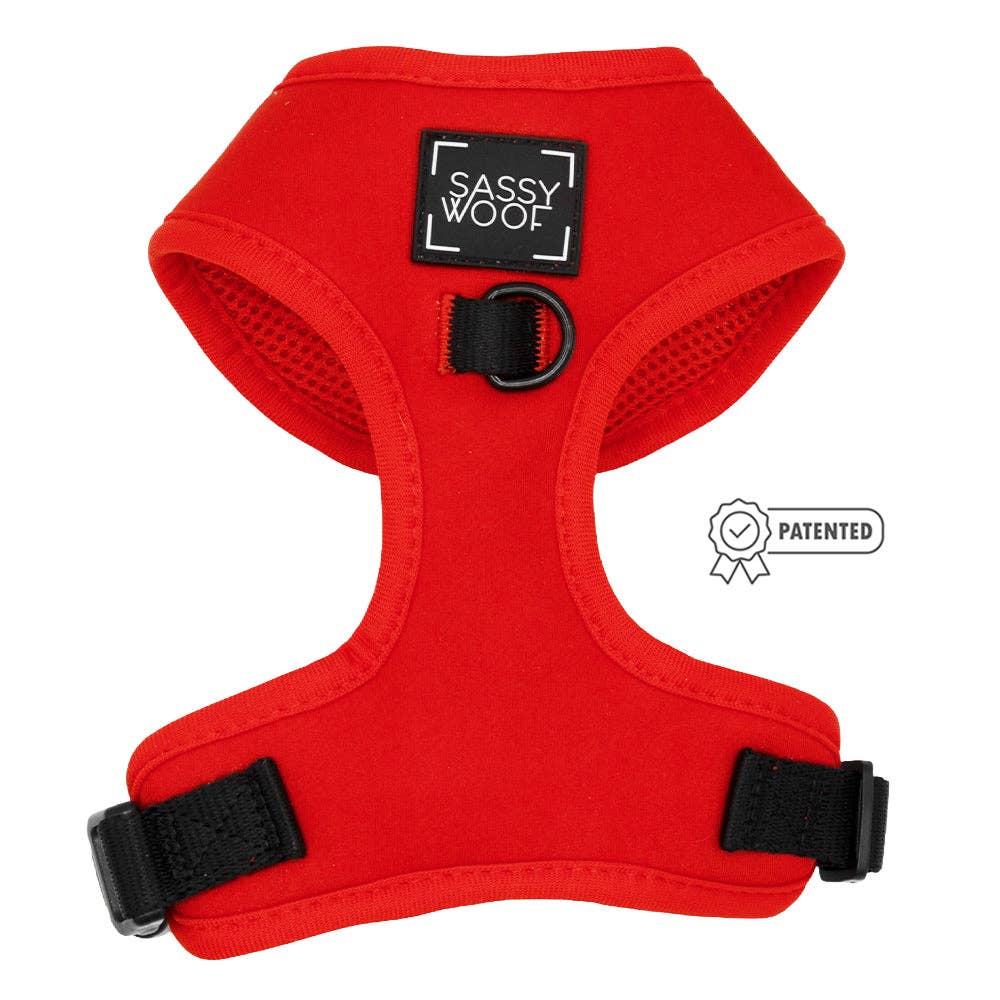 Dog Adjustable Harness - Neon Red: Medium