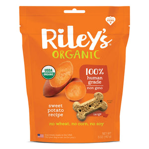 Riley's Organics  Sweet Potato Baked Dog Treats 5 oz: Large Bone Biscuit