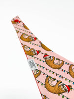 Christmas Sloths Tie On Dog Bandana