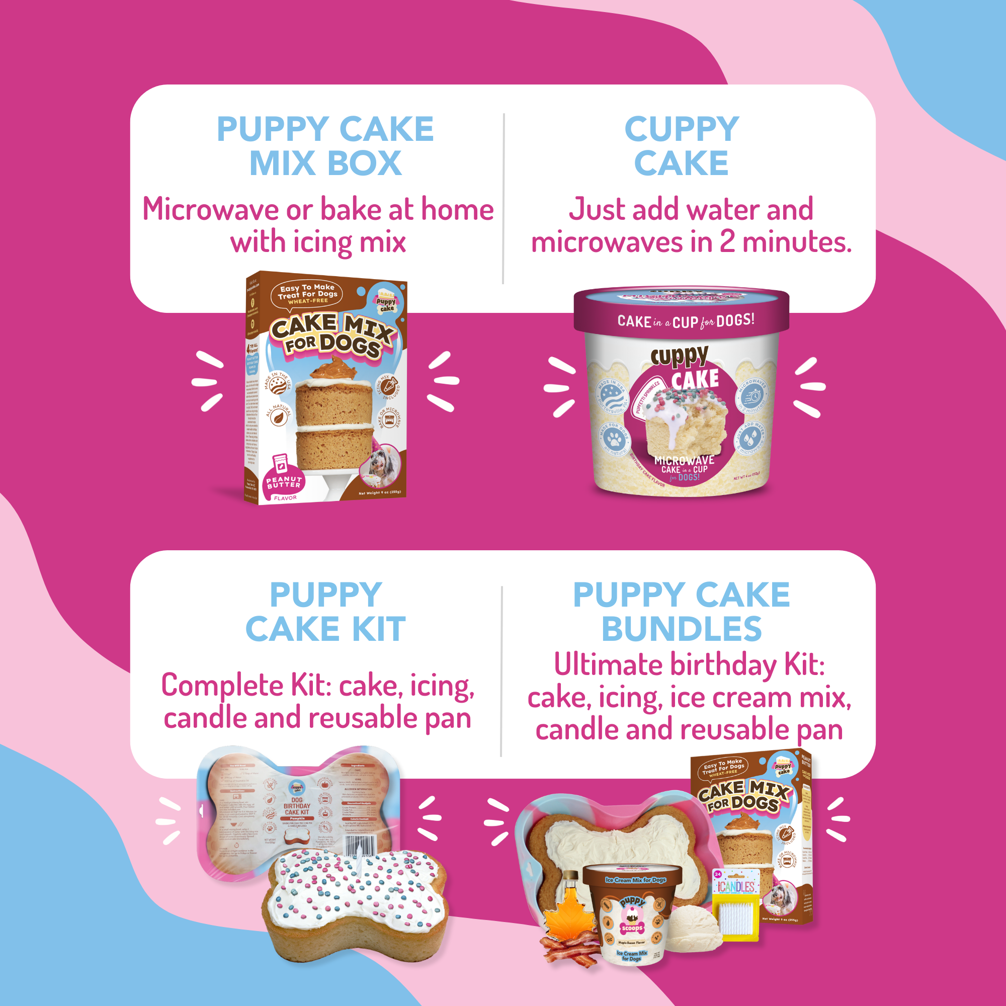 Puppy Cake - Dog Birthday Cake Mixes with Icing
