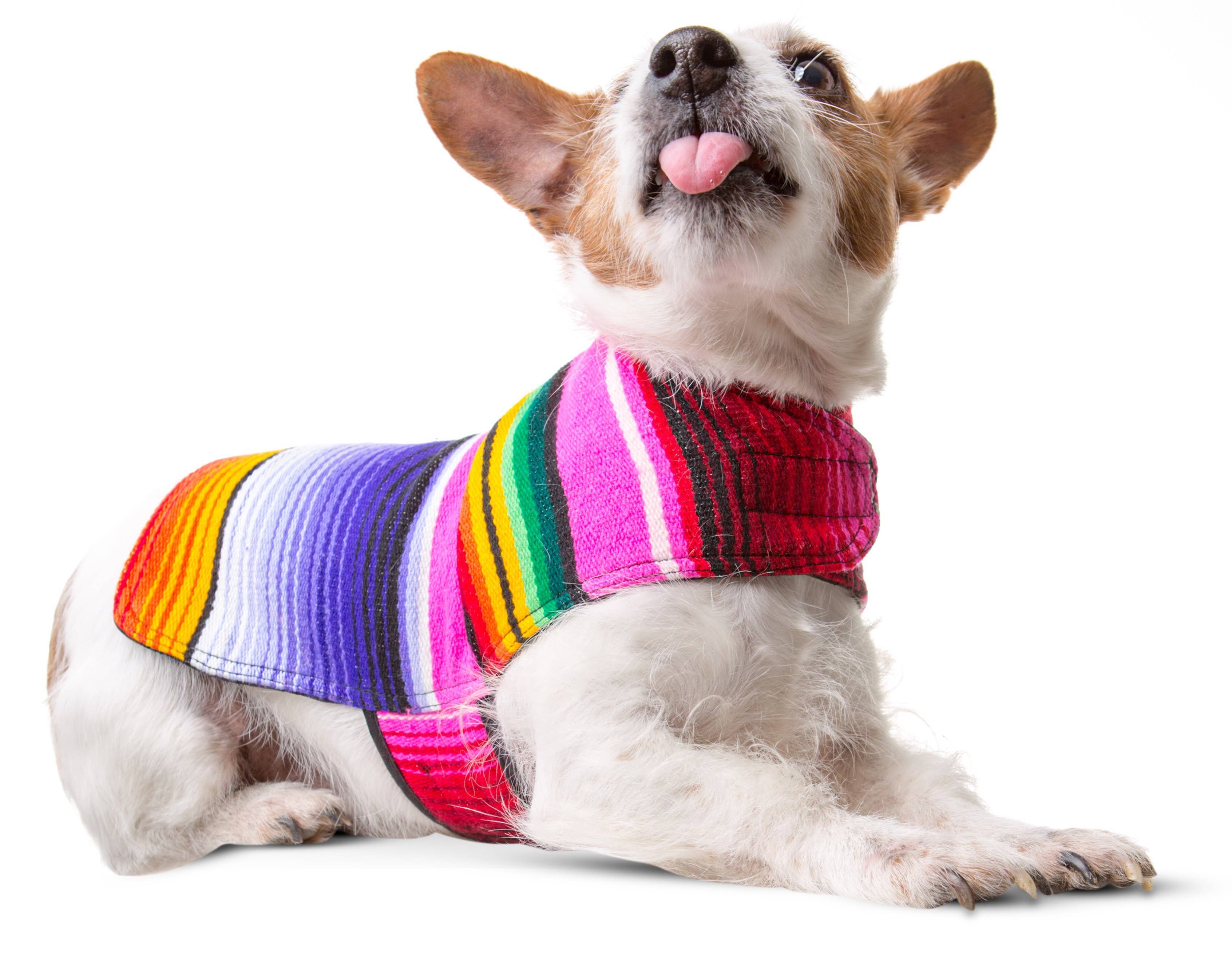 Dog Poncho From Mexican Serape Blanket - Pink
