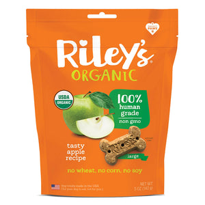 Riley's Organics  Tasty Apple Dog Treats 5 oz: Small Bone Bisquit