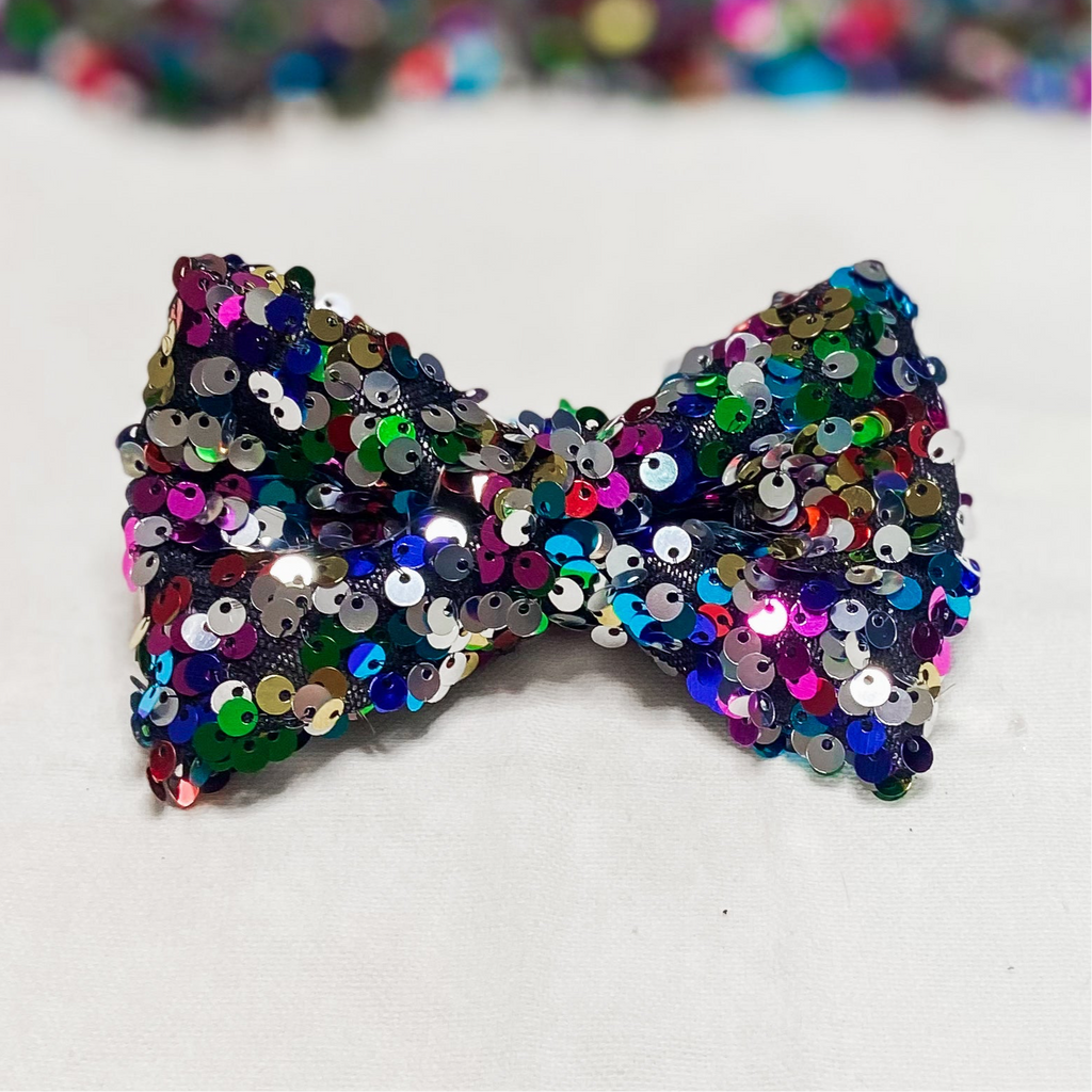 Bejeweled midnights New Year’s Eve dog bow tie pet accessory: Collar attachment