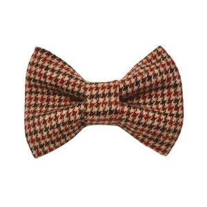 Shades of Brown Houndstooth Flannel Dog Bow Tie