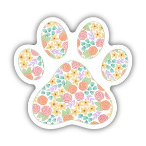 Cute Floral Paw Print Sticker
