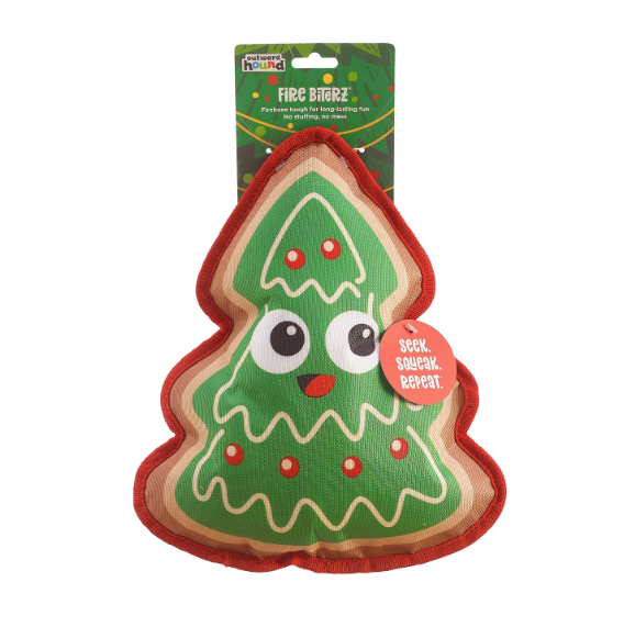 Outward Hound Fire Biterz Christmas Tree Cookie Dog Chew Toy