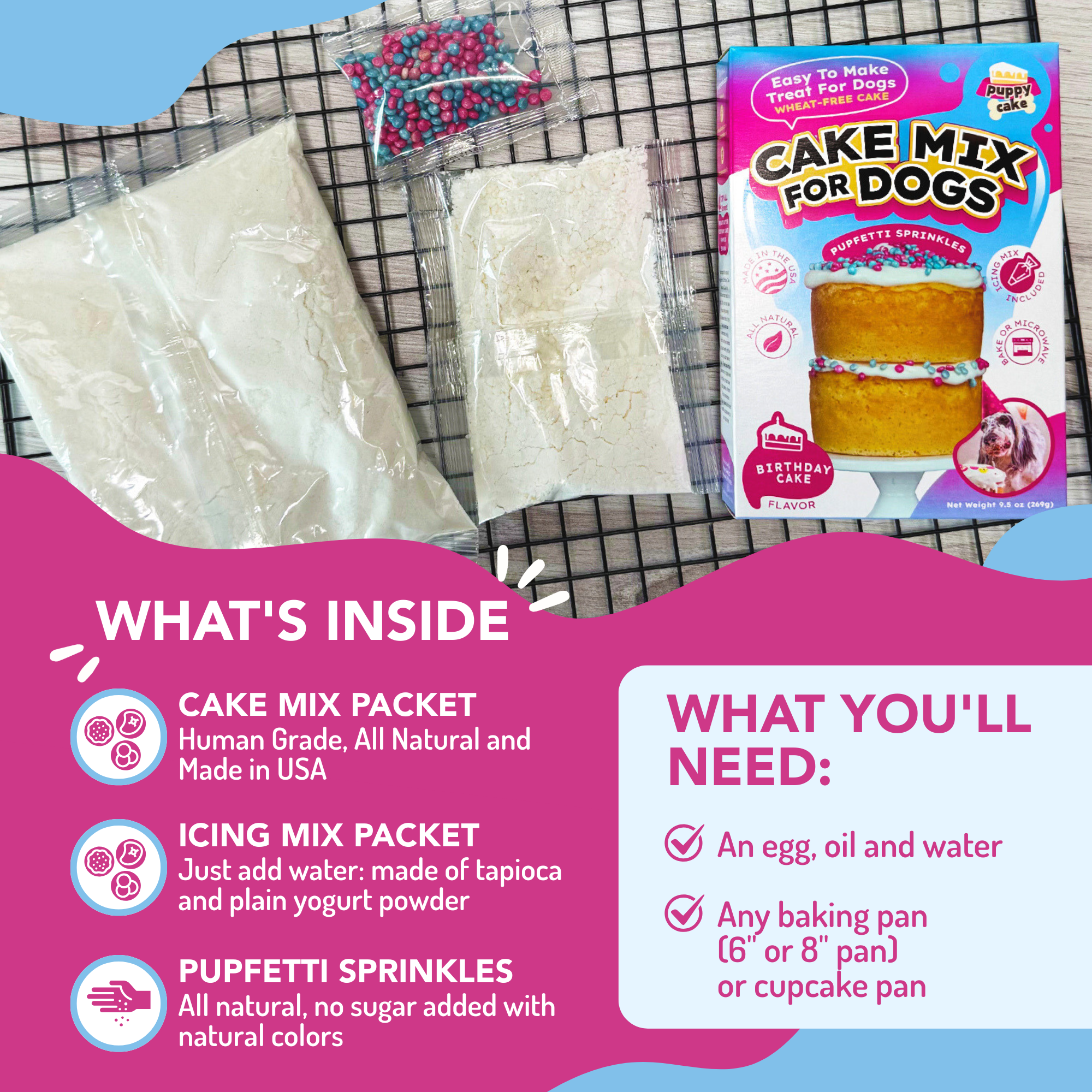 Puppy Cake - Dog Birthday Cake Mixes with Icing