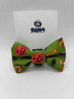 Green Halloween dog bow tie