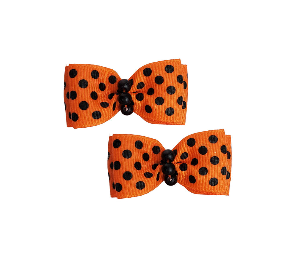 Canine Clips Halloween Orange with Black Dots