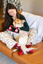 Human and Dog Sock Set Buffalo Check Santa