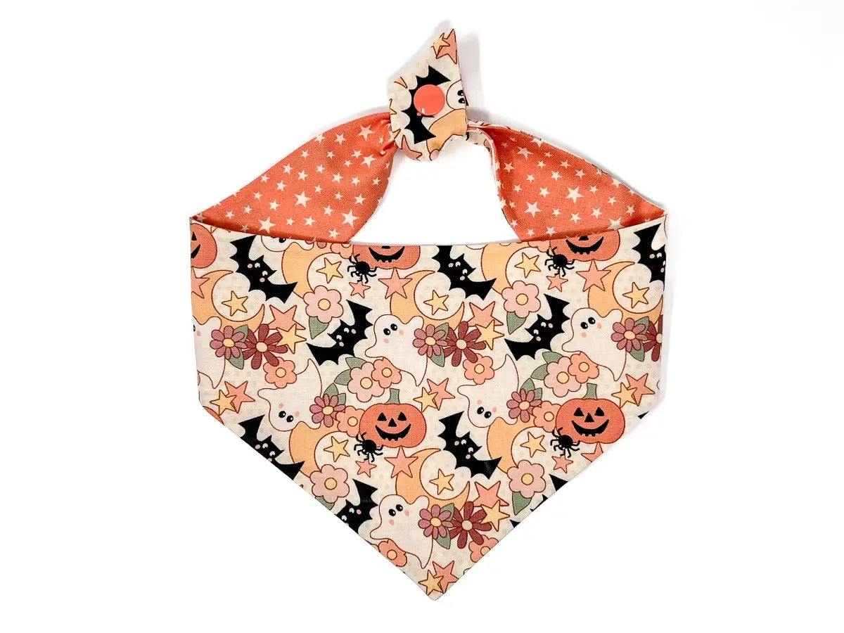 Boho Halloween Reversible Tie On Dog Bandana