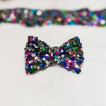 Bejeweled midnights New Year’s Eve dog bow tie pet accessory: Collar attachment