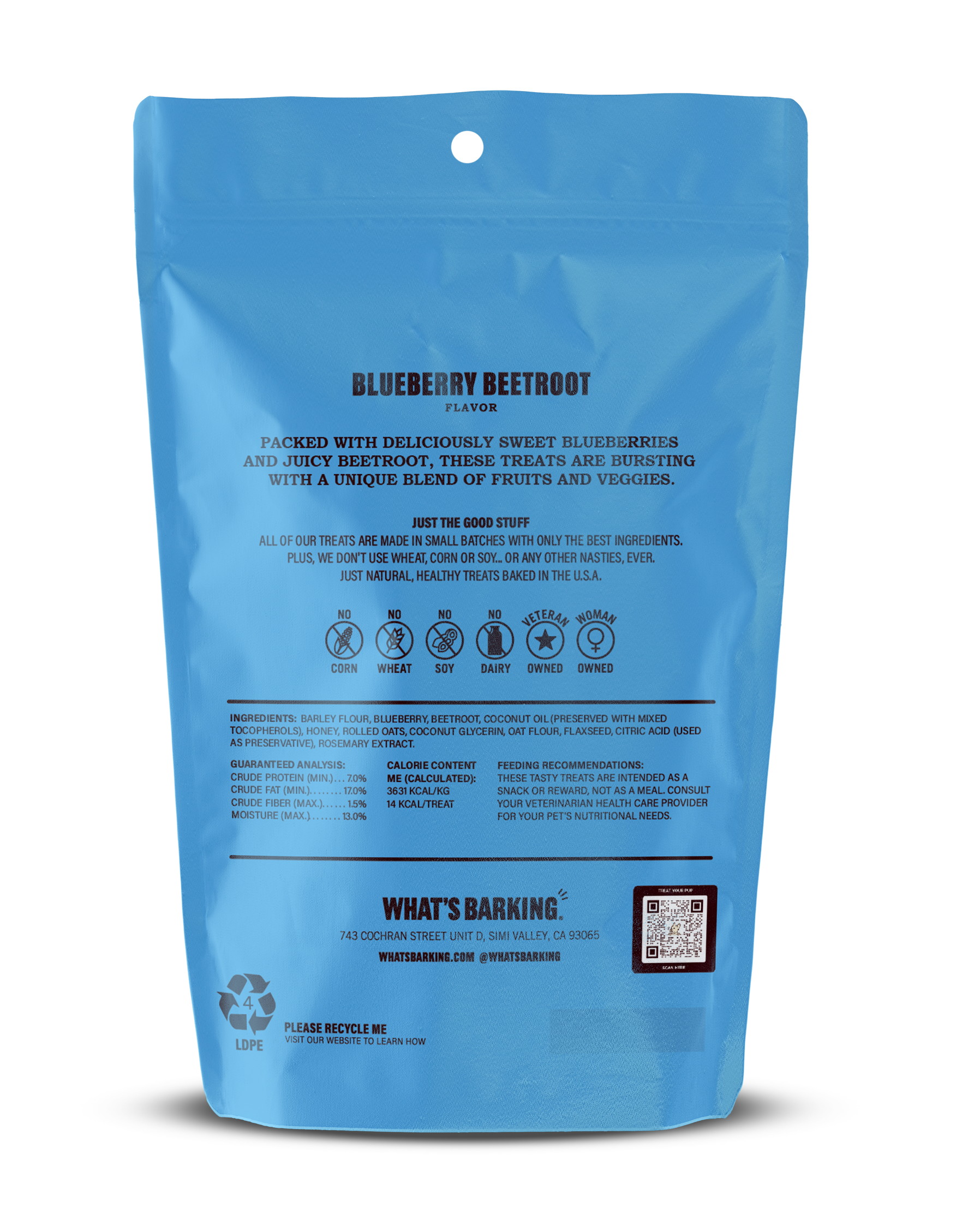 Blueberry Beetroot Dog Treats, 6oz Case