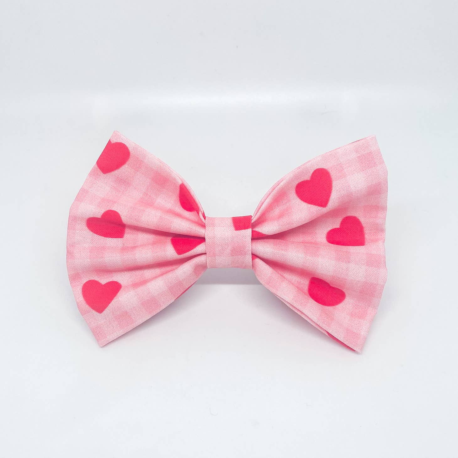 Gingham Hearts Valentines Day Pet Bow Tie