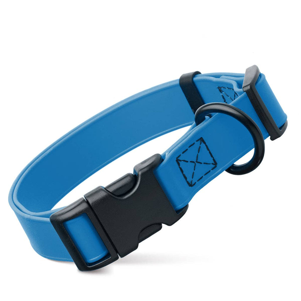 Blue Dogline Biothane Reflective Dog Collar with Quick Release