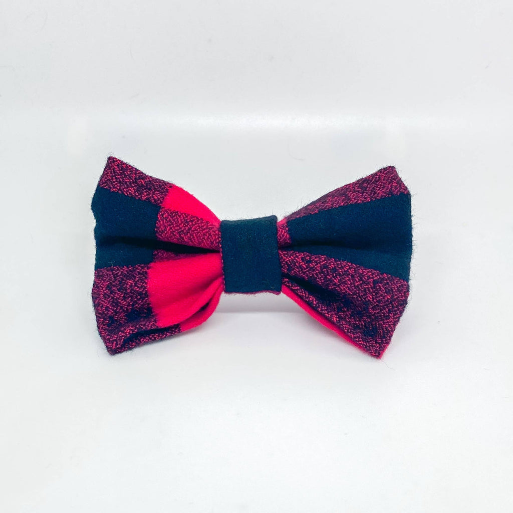 Flannel Buffalo Plaid Red Pet Bow Tie