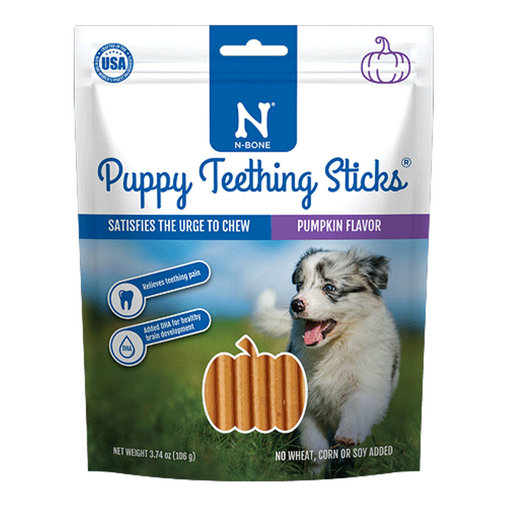 N-Bone Puppy Teething Sticks Pumpkin 17Ct