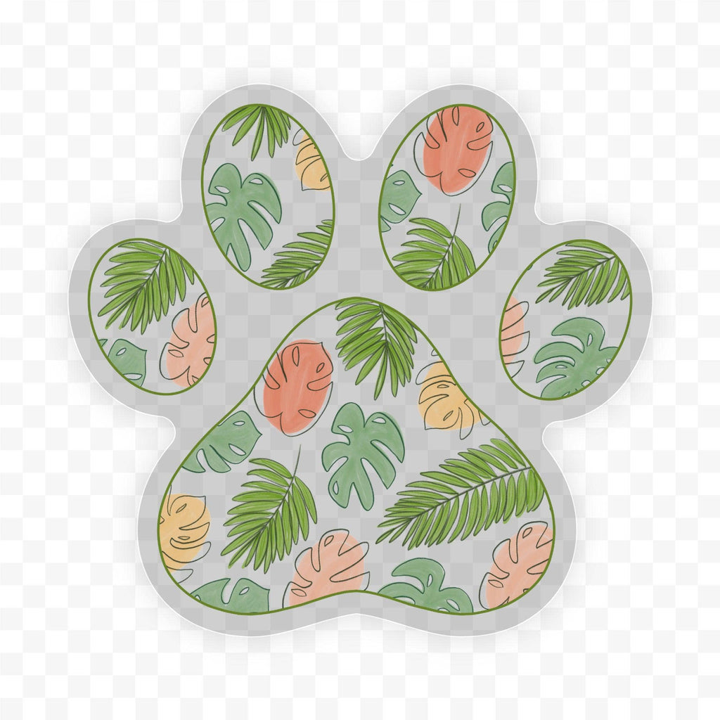 Multicolor Plant Paw Print Clear Sticker
