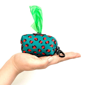 Green & Red Leopard Print Poop Bag Holder