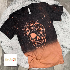 Floral Skull Bleached Graphic Tee