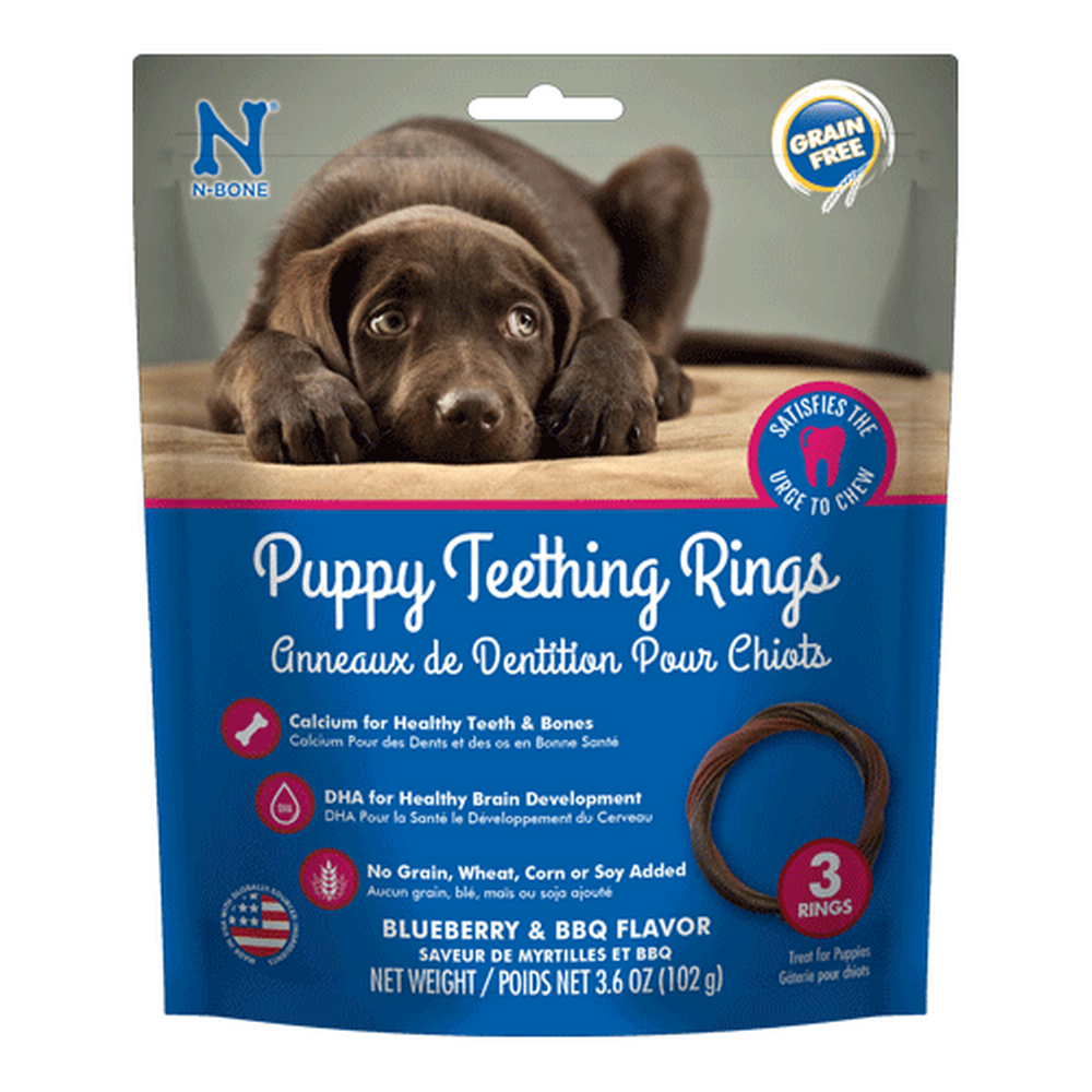 N-Bone Puppy Teething Rings Grain-Free Blueberry & Bbq 3Pk