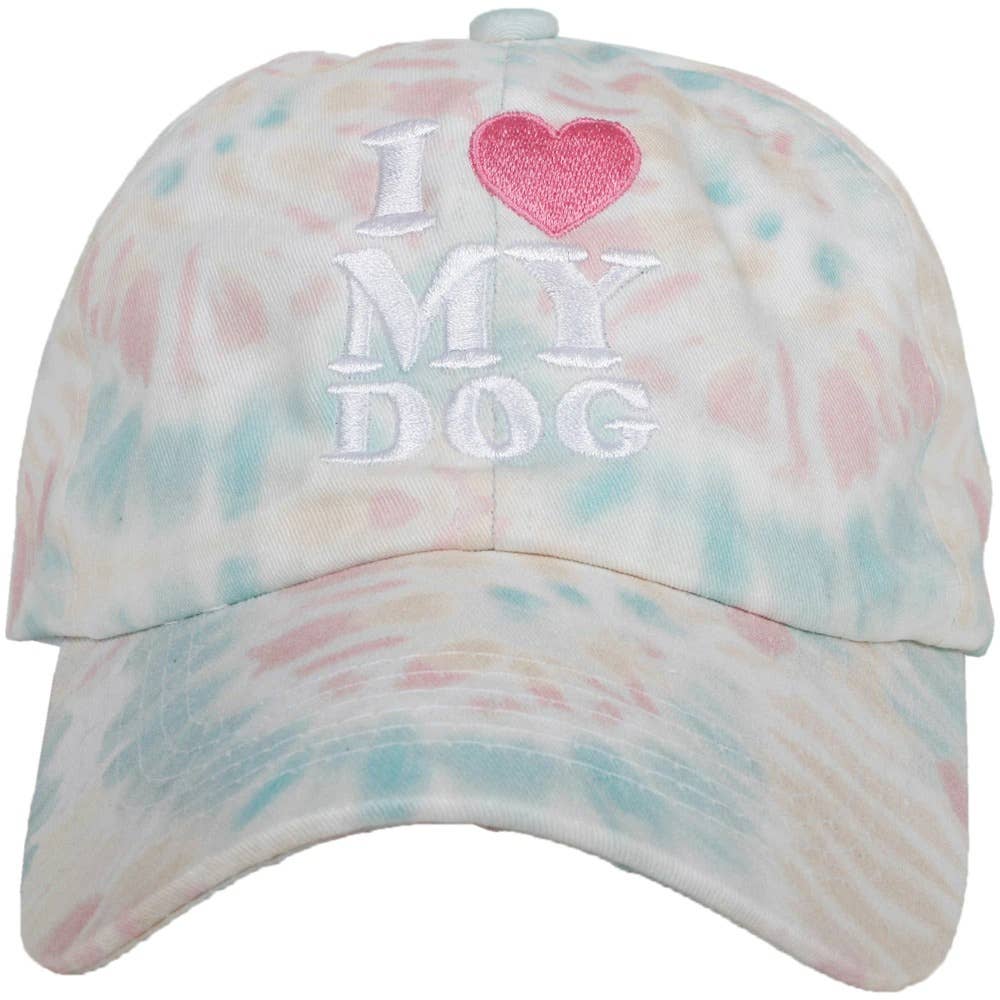 I Love My Dog Pastel Tie Dye Baseball Cap